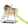 Image de Axi Max Maison Enfant Avec Bac À Sable & Toboggan Vert Clair | Aire De Jeux Pour L'Extérieur En Marron & Blanc | Maisonnette / Cabane De Jeu En Bois