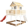 Image de Axi Liam Maison Enfant Avec Bac À Sable & Toboggan Rouge | Aire De Jeux Pour L'Extérieur En Marron & Blanc | Maisonnette / Cabane De Jeu En Bois