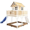 Image de Axi Liam Maison Enfant Avec Bac À Sable & Toboggan Bleu | Aire De Jeux Pour L'Extérieur En Marron & Blanc | Maisonnette / Cabane De Jeu En Bois