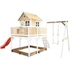 Image de Axi Liam Maison Enfant Avec Bac À Sable, Balançoire & Toboggan Rouge | Aire De Jeux Pour L'Extérieur En Marron & Blanc | Maisonnette / Cabane De Jeu