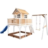 Image de Axi Liam Maison Enfant Avec Bac À Sable, Balançoire & Toboggan Bleu | Aire De Jeux Pour L'Extérieur En Marron & Blanc | Maisonnette / Cabane De Jeu