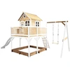 Image de Axi Liam Maison Enfant Avec Bac À Sable, Balançoire & Toboggan Blanc | Aire De Jeux Pour L'Extérieur En Marron & Blanc | Maisonnette / Cabane De Jeu