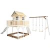 Image de Axi Liam Maison Enfant Avec Bac À Sable, 2 Balançoires & Toboggan Blanc | Aire De Jeux Pour L'Extérieur En Marron & Blanc | Maisonnette / Cabane De