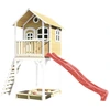 Image de Axi Romy Maison Enfant Avec Bac À Sable & Toboggan Rouge | Aire De Jeux Pour L'Extérieur En Blanc & Marron| Maisonnette / Cabane De Jeu En Bois