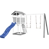 Image de Axi Beach Tower Aire De Jeux Avec Toboggan En Bleu, 2 Balançoires & Bac À Sable | Grande Maison Enfant Extérieur En Gris & Blanc | Cabane De Jeu En