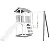 Image de Axi Beach Tower Aire De Jeux Avec Toboggan En Blanc, Balançoire & Bac À Sable | Grande Maison Enfant Extérieur En Gris & Blanc | Cabane De Jeu En