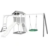 Image de Axi Beach Tower Aire De Jeux Avec Toboggan En Blanc, Cadre D'Escalade, Balançoire Nid D'Oiseau Vert & Bac À Sable | Grande Maison Enfant Extérieur En
