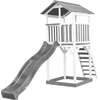 Image de AXI Beach Tower Tour de jeux en bois en blanc & gris | Maison de jeux pour enfants avec toboggan gris et bac à sable | Maison sur pilotis pour le jardin