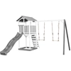 Image de Axi Beach Tower Aire De Jeux Avec Toboggan En Gris, 2 Balançoires & Bac À Sable | Grande Maison Enfant Extérieur En Gris & Blanc | Cabane De Jeu En