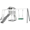 Image de AXI Beach Tower Tour de jeux en bois blanc & gris | Maison de jeux pour enfants avec toboggan gris, portique d'escalade, balançoire nid d'abeille et bac à sable | Maison sur pilotis