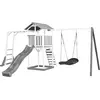 Image de AXI Beach Tower Tour de jeux en bois blanc & gris | Maison de jeux pour enfants avec toboggan gris, portique d'escalade, balançoire nid d'abeille et bac à sable | Maison sur pilotis
