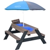 Image de Axi Nick Table Sable Et Eau / Pique Nique Avec Parasol En Bois Gris | 95 X 97 X 48 Cm | Avec Couvercle, Boîtes De Rangement & Parasol | Extérieur