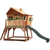 Image de Axi Max Maison Enfant Avec Bac À Sable & Toboggan Vert | Aire De Jeux Pour L'Extérieur En Marron & Vert | Maisonnette / Cabane De Jeu En Bois