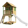 Image de Axi Sarah Maison Enfant Avec Bac À Sable & Toboggan Blanc | Aire De Jeux Pour L'Extérieur En Marron & Vert | Maisonnette / Cabane De Jeu En Bois