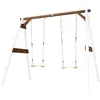 Image de Axi 4-in-1 Sportsfun Blanc / Marron Cadre 4-in-1 Pour Balançoire, Football, Volley-ball Et Tennis Portique Balançoire Et Buts