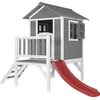 Image de Axi Maison Enfant Beach Lodge Xl En Gris Avec Toboggan En Rouge | Maison De Jeux En Bois Ffc Pour Les Enfants | Maisonnette / Cabane De Jeu Pour Le