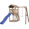 Image de Axi Beach Tower Aire De Jeux Avec Toboggan En Bleu, Balançoire & Bac À Sable | Grande Maison Enfant Extérieur En Marron | Cabane De Jeu En Bois