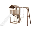 Image de Axi Beach Tower Aire De Jeux Avec Toboggan En Blanc, Balançoire & Bac À Sable | Grande Maison Enfant Extérieur En Marron | Cabane De Jeu En Bois