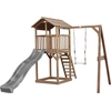 Image de Axi Beach Tower Aire De Jeux Avec Toboggan En Gris, Balançoire & Bac À Sable | Grande Maison Enfant Extérieur En Marron | Cabane De Jeu En Bois