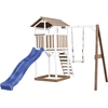 Image de Axi Beach Tower Aire De Jeux Avec Toboggan En Bleu, Balançoire & Bac À Sable | Grande Maison Enfant Extérieur En Marron & Blanc | Cabane De Jeu En