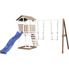 Image de Axi Beach Tower Aire De Jeux Avec Toboggan En Bleu, 2 Balançoires & Bac À Sable | Grande Maison Enfant Extérieur En Marron & Blanc | Cabane De Jeu En
