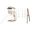 Image de Axi Beach Tower Aire De Jeux Avec Toboggan En Blanc, 2 Balançoires & Bac À Sable | Grande Maison Enfant Extérieur En Marron & Blanc | Cabane De Jeu