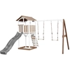 Image de Axi Beach Tower Aire De Jeux Avec Toboggan En Gris, 2 Balançoires & Bac À Sable | Grande Maison Enfant Extérieur En Marron & Blanc | Cabane De Jeu En