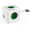 Image de Allocacoc PowerCube extended usb - Unité de distribution d'alimentation - CA 230 V - entrée, entrée CEE 7/7 - ports de sortie : 6 (2 x USB, 4 x connecteur de type F) - 1.5 m - blanc/vert