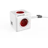 Image de Allocacoc PowerCube extended usb - Unité de distribution d'alimentation - CA 230 V - entrée, entrée CEE 7/7 - prises de sortie : 6 (2 x USB, 4 x connecteur de type F) - 1.5 m - blanc/rouge