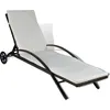 Image de vidaXL Chaise longue avec coussins & roulettes Poly rotin brun