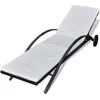 Image de vidaXL Bain de soleil avec coussins & roulettes Poly rotin noir