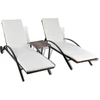 Image de vidaXL Bains de soleil avec table Poly rotin brun
