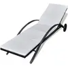Image de vidaXL Bain de soleil avec coussins & roulettes Poly rotin noir