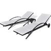 Image de vidaXL Bains de soleil avec table Poly rotin noir