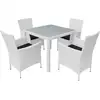 Image de vidaXL Ensemble de jardin 5 pièces Poly rotin blanc crème