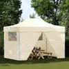 Image de vidaXL Tente pliante Pop-Up avec 4 éléments latéraux 3 x 4,5 m Blanc crème