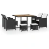 Image de vidaXL Salon de jardin 9 pièces poly rotin acacia noir
