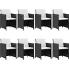 Image de vidaXL Salon de jardin 9 pièces avec coussins Poly rotin noir