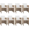 Image de vidaXL Salon de jardin 9 pièces avec coussins Poly Rattan Beige