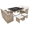 Image de vidaXL Salon de jardin 9 pièces avec coussins Poly Rattan Beige