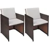Image de Vidaxl Chaises De Jardin Lot De 2 Avec Coussins Résine Tressée Marron