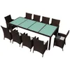 Image de vidaXL Ensemble de jardin 11 pièces avec coussins Poly rotin brun