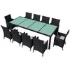 Image de vidaXL Ensemble de jardin 11 pièces avec coussins Poly rotin noir