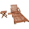 Image de vidaXL Bain de soleil avec table Set de 2 pièces en bois d'acacia massif brun