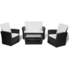 Image de vidaXL Ensemble salon de jardin 4 pièces avec coussins Poly rotin noir