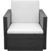 Image de vidaXL Chaise de jardin avec coussins Poly rotin noir