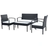Image de vidaXL Ensemble salon de jardin 4 pièces avec coussins Poly rotin noir