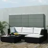Image de vidaXL Ensemble de salon de jardin 5 pièces avec coussins Poly rotin noir