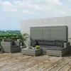 Image de vidaXL Ensemble de salon de jardin 6 pièces avec coussins Poly Rattan Gris