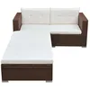 Image de vidaXL Ensemble de salon de jardin 3 pièces avec coussins Poly-Rattan Brun